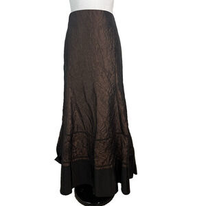 Truworths Glamour Skirt sz US 10/12 42 Maxi Brown Taffeta Sequins Formal Evening